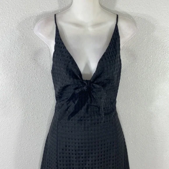 NWT BCBGeneration Black Square Mesh Tie Bust Front Slit Maxi Dress KK22 - Picture 5 of 15